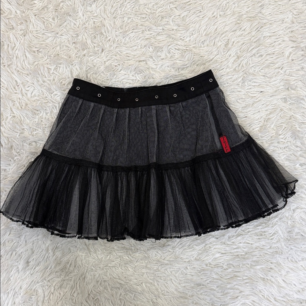 Tripp NYC Black Gray Grommet Tulle Mini Skirt Size XS